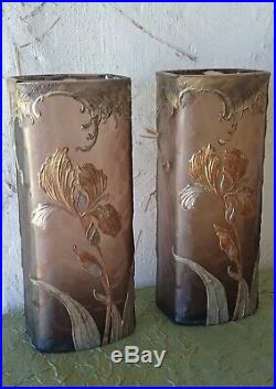Paire de vases Art Nouveau signés Montjoye, era Gallé Daum Walter Argy-Rousseau