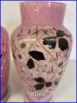 Paire de vases En Verre Décor Floral