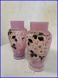 Paire de vases En Verre Décor Floral
