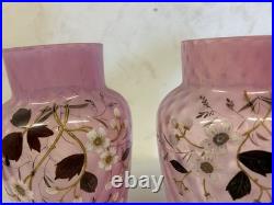 Paire de vases En Verre Décor Floral