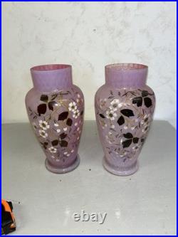 Paire de vases En Verre Décor Floral Paire de vases En Verre Décor Floral