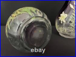 Paire de vases Legras en verre émaillé Art Nouveau