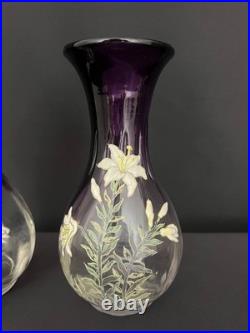 Paire de vases Legras en verre émaillé Art Nouveau