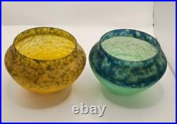 Paire de vases boule en verre signés Delatte Nancy circa 1920