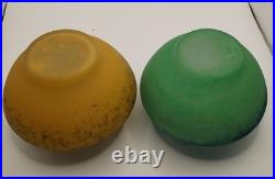 Paire de vases boule en verre signés Delatte Nancy circa 1920