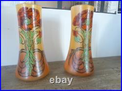 Paire de vases émaillés Legras motif Pavots