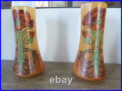 Paire de vases émaillés Legras motif Pavots