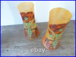 Paire de vases émaillés Legras motif Pavots