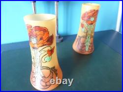 Paire de vases émaillés Legras motif Pavots