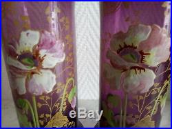 Paire de vases émaillés Legras vers 1900 décor fleurs pavots 21340