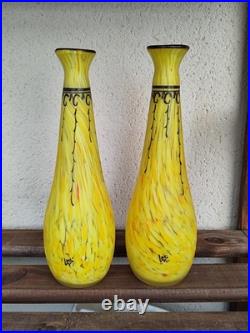 Paire de vases en verre Signée Legras 26,5cm