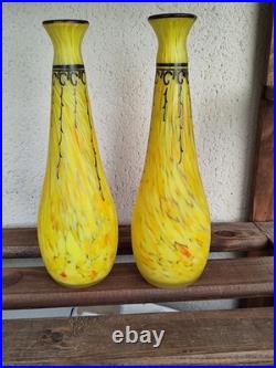 Paire de vases en verre Signée Legras 26,5cm