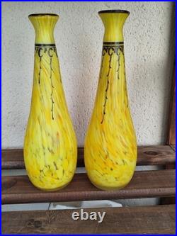 Paire de vases en verre Signée Legras 26,5cm