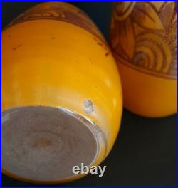 Paire de vases en verre émaillés Legras vers 1920 signés Leg