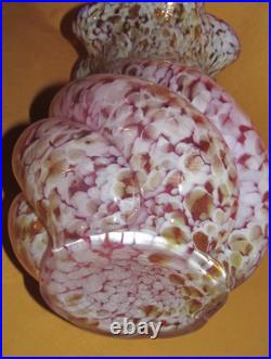 Paire grands vases anciens verre Clichy torsadés pailleté or couleur rouge