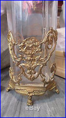 Paire vases cristal et bronze doré epoque napoleon III XIXe style louis XVI