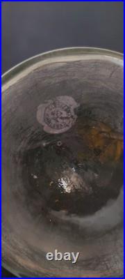 Paire vases verre vert émaillé or Karlsbad 32 cm Art Nouveau