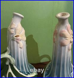 Paires De Vase Céramique Art Nouveau Décor De Fleurs