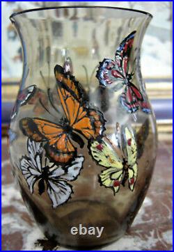 Paul Nicolas Nancy Vase papillons émaillé Art Déco Gallé d'Argental art nouveau