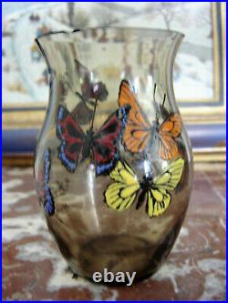 Paul Nicolas Nancy Vase papillons émaillé Art Déco Gallé d'Argental art nouveau