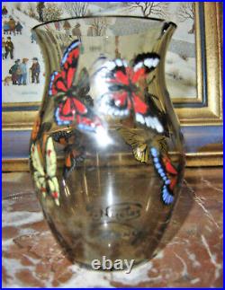 Paul Nicolas vase émaillé papillons Gallé d'Argental