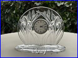 Pendule ou Horloge Lalique Mod. IRIS cristal clair et opalescent Parfait État