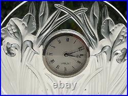 Pendule ou Horloge Lalique Mod. IRIS cristal clair et opalescent Parfait État