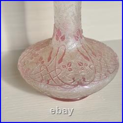 Petit Vase Attribué À Baccarat En Cristal Dépoli Art Nouveau 1900