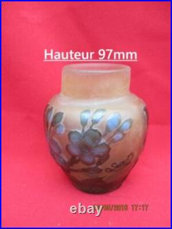 Petit Vase signé GALLE TIP à décor de végétaux dégagés à l'acide Petit Vase signé GALLE TIP à décor de végétaux dégagés à l'acide