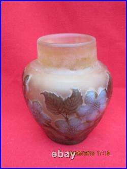 Petit Vase signé GALLE TIP à décor de végétaux dégagés à l'acide Petit Vase signé GALLE TIP à décor de végétaux dégagés à l'acide