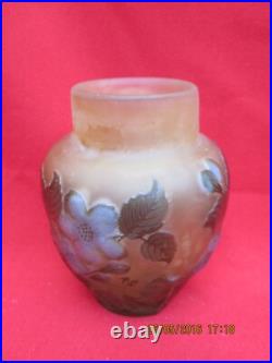 Petit Vase signé GALLE TIP à décor de végétaux dégagés à l'acide Petit Vase signé GALLE TIP à décor de végétaux dégagés à l'acide