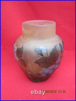 Petit Vase signé GALLE TIP à décor de végétaux dégagés à l'acide Petit Vase signé GALLE TIP à décor de végétaux dégagés à l'acide