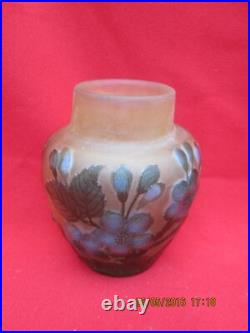 Petit Vase signé GALLE TIP à décor de végétaux dégagés à l'acide Petit Vase signé GALLE TIP à décor de végétaux dégagés à l'acide