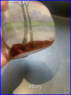 Petit vase Legras décor paysage en automne