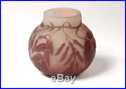 Petit vase boule pâte de verre Emile Gallé glycines Art Nouveau XIXè siècle