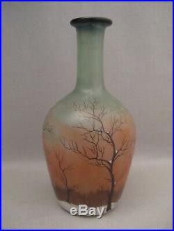 Petit vase en verre émaillé d'après Legras époque Art nouveau