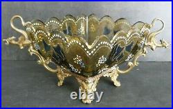 Petite coupe verre / vase émaillé doré, monture bronze Era Auguste Jean, Legras