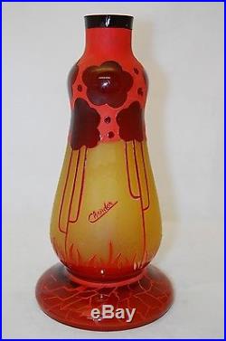 Pied de lampe Charder Le Verre Français Pâte de Verre Vase TIP Glass Art Deco