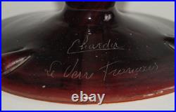 Pied de lampe art deco Charder / Le Verre Français. Fleurs stylisées