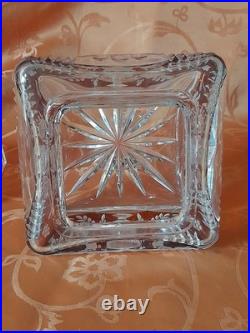 Pot couvert overlay orange cristal taillé vers 1920 boite bonbonnière