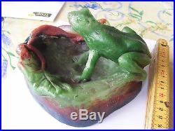 Rare Fabuleuse Pate De Verre Amalric Walter Nancy Signe Grenouille Big Frog