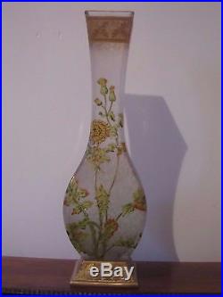 Rare Grand Vase En Pate De Verre Baccarat Degage A L Acide A Decor Floral 1900