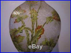 Rare Grand Vase En Pate De Verre Baccarat Degage A L Acide A Decor Floral 1900