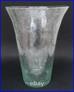 RARE SUBLIME GRAND VASE signé BIOT verre bullé vert 31,5cm