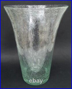 RARE SUBLIME GRAND VASE signé BIOT verre bullé vert 31,5cm