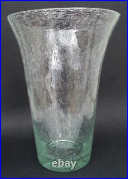 RARE SUBLIME GRAND VASE signé BIOT verre bullé vert 31,5cm