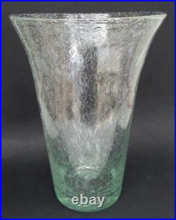 RARE SUBLIME GRAND VASE signé BIOT verre bullé vert 31,5cm