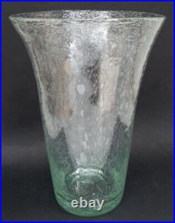 RARE SUBLIME GRAND VASE signé BIOT verre bullé vert 31,5cm