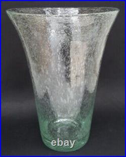 RARE SUBLIME GRAND VASE signé BIOT verre bullé vert 31,5cm