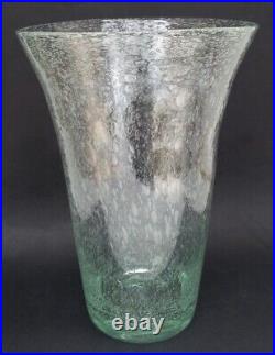 RARE SUBLIME GRAND VASE signé BIOT verre bullé vert 31,5cm